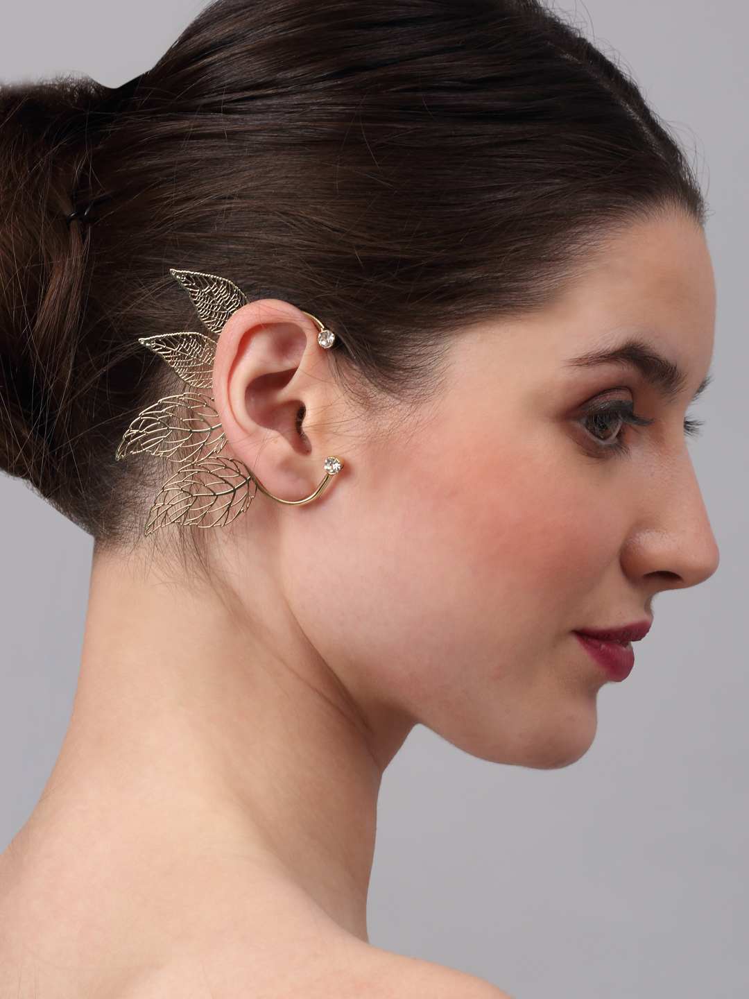 YouBella Fashion Jewellery Gold Plated Leaf Shape Earcuff Earring for Girls and Women - for Single Ear (Gold) (YBEAR_33133)